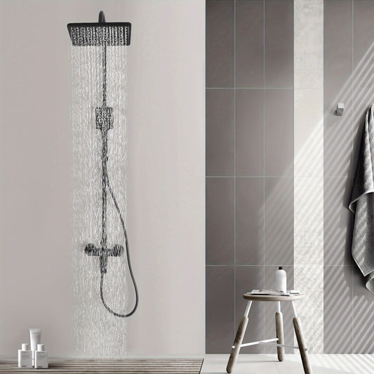 Badkraan – Badmengkraan – Badthermostaat – Handdouche – Doucheset – Mat Zwart – Messing – Hoogte Verstelbaar – Waterval Uitloop
