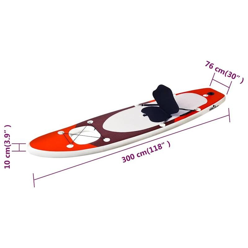 Opblaasbare Paddleboard – SUP Board – Stand Up Paddle – Watersport Board – PVC Constructie – 300 x 76 x 10 cm – Inclusief Pomp En Zitje - QUORE