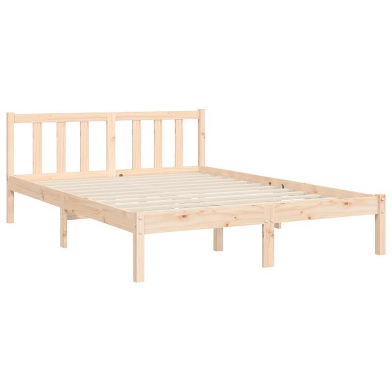 Full/Double Bed Frame with Headboard - Heavy-Duty Solid Pine Wood Construction, Easy Assembly, Modern Platform Bed Frame for Bedroom - Sturdy Furniture for Couples & Families, Contemporary Style, Natural Finish