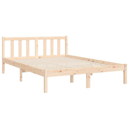 Full/Double Bed Frame with Headboard - Heavy-Duty Solid Pine Wood Construction, Easy Assembly, Modern Platform Bed Frame for Bedroom - Sturdy Furniture for Couples & Families, Contemporary Style, Natural Finish