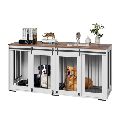 Hondenbench – Hondenkooi – Hondenhok – Hondenkooi Meubel – Bench Voor Grote Honden – 72 Inch – Houten Bank – Uitneembare Plastic Trays