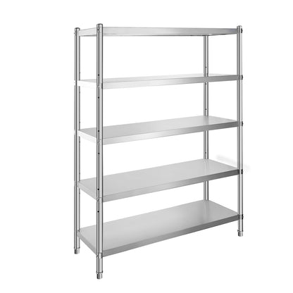 Stalen Opbergrek – RVS Rek – Opslagrek – Stellingkast – Garage Rek – 5 Verstelbare Planken – Hoog Draagvermogen 150 kg Per Plank