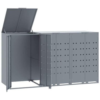 Vuilnisbak – Afvalbak – Prullenbak – Afvalcontainer – Afvalemmer – Grijs – Stevig Metaal – Ventilatie Met Wielen – 207x79x117 cm – Roestbestendig
