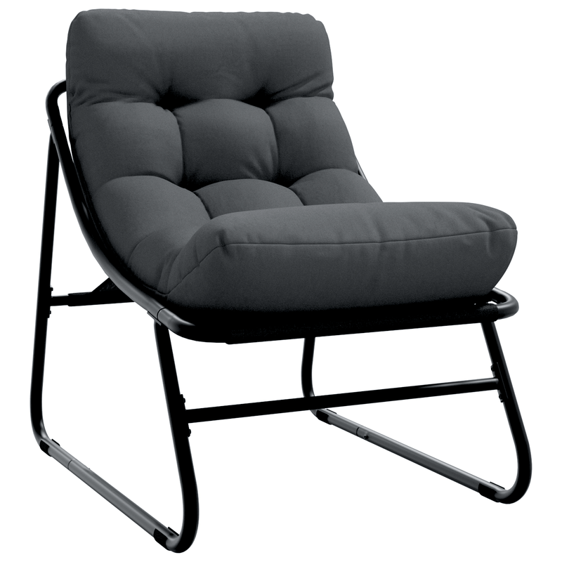 Tuinstoelen Set – Buitenstoelen – Tuinmeubelen – Balkon Stoelen – Staal Frame – Zwarte Kussens