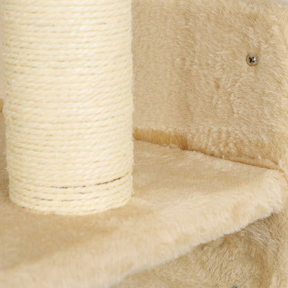 Krabpaal – Kattenboom – Kattenmeubel – Klimwand – Krabwand – Muurbevestigd – Ruimtebesparend Ontwerp – 110x56x73 cm – Sisal Krabpalen – Beige