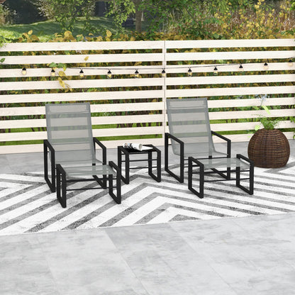 Loungeset – Tuinmeubilair – Buitenmeubels – Balkonset – Terrasstoel – Compact en Weerbestendig – Comfortabel Grijs Mesh
