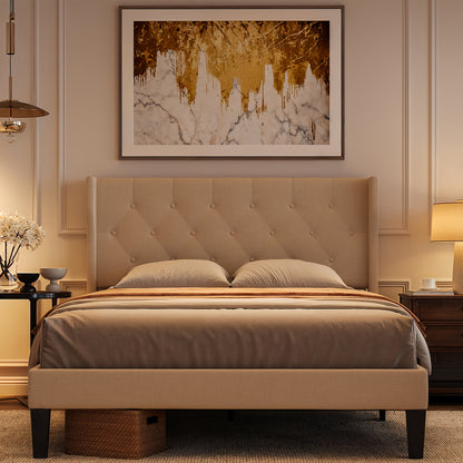 Tweepersoonsbedframe – Bedframe – Ledikant – Slaapbed – Onderbedkast – Modern Design – 140x200 cm – Hout & Metaal – 20 cm Opbergruimte