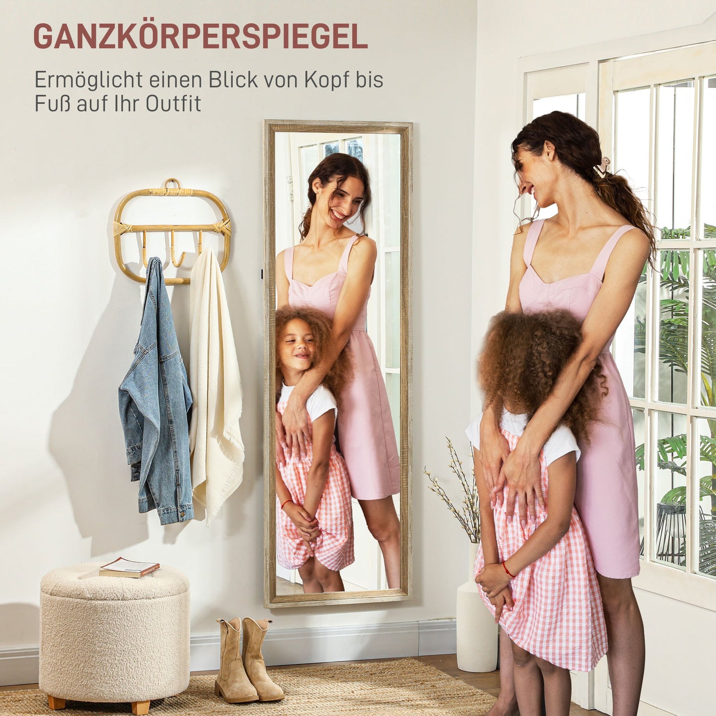 Staande Spiegel – Passpiegel – Vloerspiegel – Full Length Spiegel – Vrijstaande Spiegel – Kantelbaar – Metalen Gouden Frame – 160x40 cm