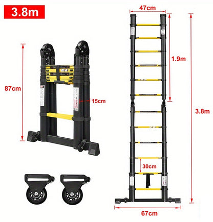 Telescopische Ladder – Uitschuifbare Ladder – Opvouwbare Ladder – Anti-Slip Ladder – Aluminium Ladder – Maximaal 150 kg Draagkracht – Compact & Lichtgewicht