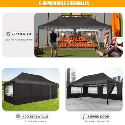 Pop-up Tent – Partytent – Evenemententent – Tuinkamer – Paviljoen – Wit – 3x6 Meter – 6 Afneembare Zijwanden – Snel Op te Zetten – Inclusief Rollerbag en Zandzakken