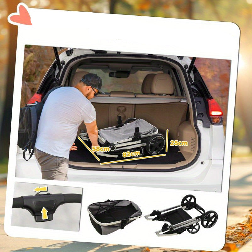 Hondenwagen – Hondenbuggy – Hondenkar – Dierenwagen – Draagwagen – 2-in-1 Opvouwbaar Design – Remmen & Power Windows – Lichtgewicht Polyester – Max 15 kg