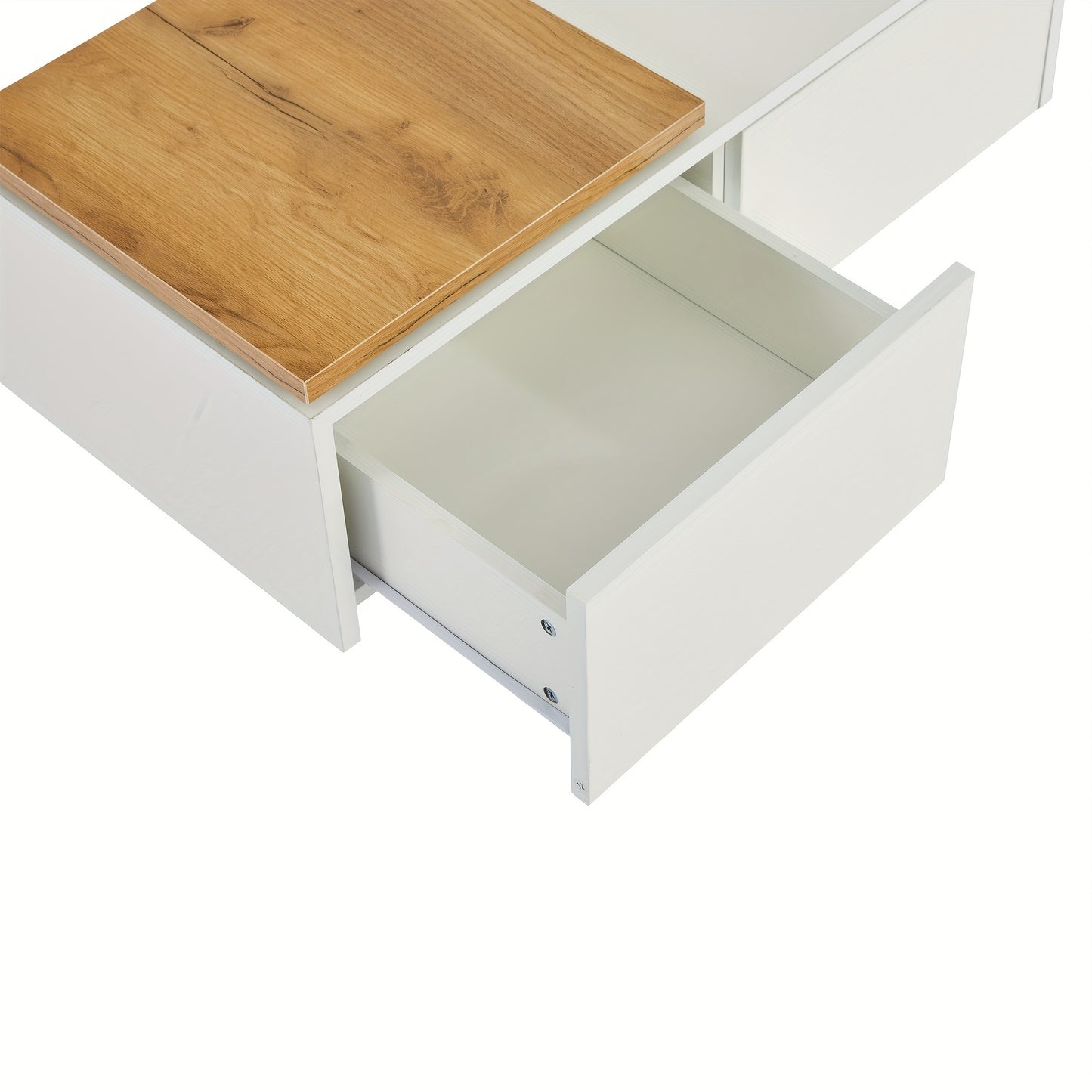 Salontafel – Koffietafel – Woonkamertafel – Bijzettafel – Tafel – Hoogglans Wit – Vierkant – Schuifbaar Tafelblad – Houten Opbergruimte