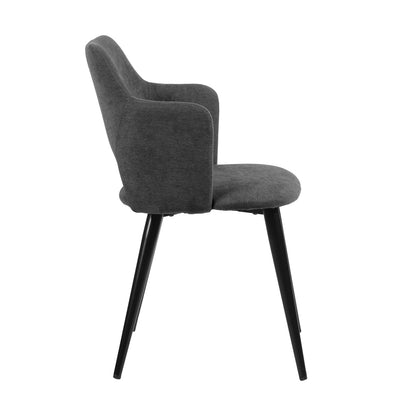 Eetkamerstoelen – Stoelen Set – Dining Chairs – Design Stoelen – Moderne Stoelen – Grijs – Met Zachte Stof – Zwart Metalen Frame – Open Rugleuning – Comfortabele Zitting – 47x48x80 cm – Set Van 4