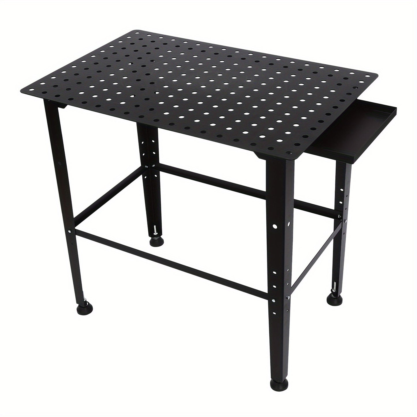 Werkbank Lassen – Werktafel – Montagebank – Lasklemtafel – Werkruimte – Verstelbare Hoogte – Draagvermogen 598,74 kg – Dubbele Opbergplank – Stalen Frame – Compact 91x61 cm – Zwart