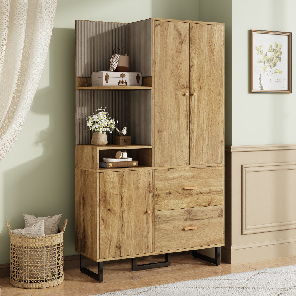 Kledingkast – Garderobekast – Kleerkast – Opbergkast – Dichte Kast – Soft-Touch MDF – Slow-Close Deuren – Ruimtebesparend Verticaal Design 110x186x38 cm
