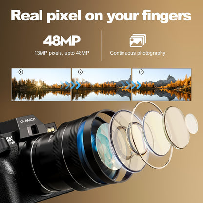 Vloggingcamera – Digitale Camera – Compactcamera – Videocamera – Zakcamera – 48MP Resolutie – 4K Video Met Autofocus