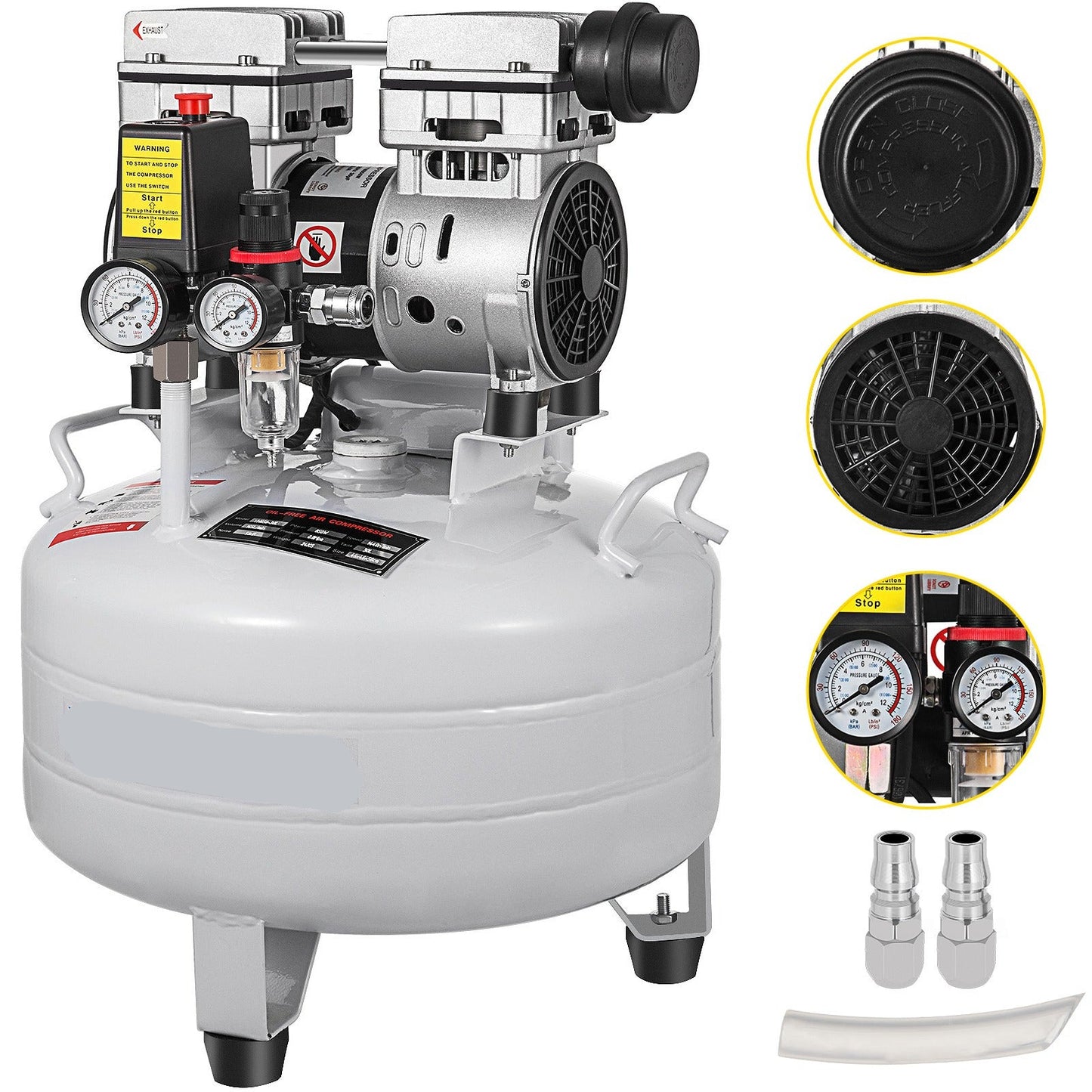 Luchtcompressor – Olievrij – Stil – Compact – Draagbaar – 30 Liter Tank – 850W Krachtige Motor - QUORE