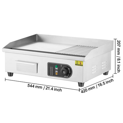 Elektrische Grillplaat – Elektrische Bakplaat – Contactgrill – Tafelgrill – Bakplaat Grill – 3200W Vermogen – 54x30 cm Groot Kookoppervlak