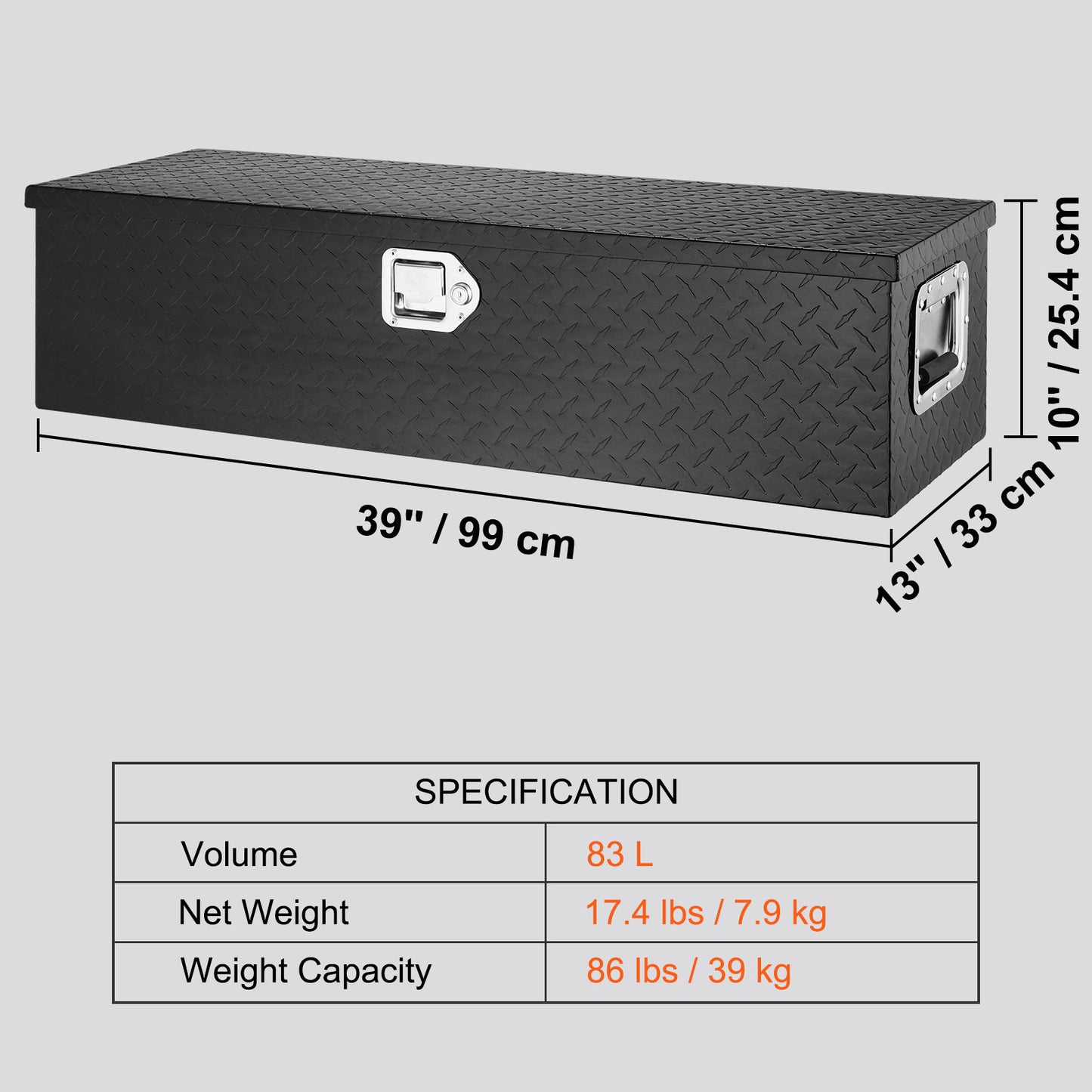 Aluminium Gereedschapskist – Opbergkist – Tool Box – Chest Box – Opbergbak – Lichtgewicht Diamond Plate – Weerbestendig Slot
