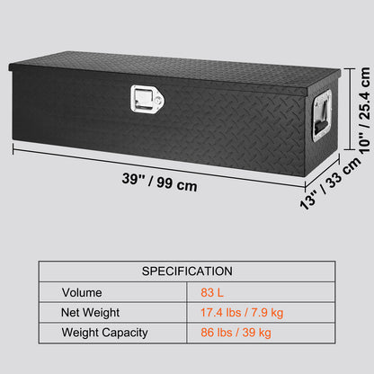 Aluminium Gereedschapskist – Opbergkist – Tool Box – Chest Box – Opbergbak – Lichtgewicht Diamond Plate – Weerbestendig Slot