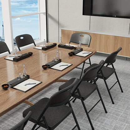 Set van 2 Opvouwbare Plastic Stoelen – Vouwstoelen met Metalen Frame en Gevoerde Zitting en Rugleuning – Zwart, Voor Thuis, Kantoor of Evenementen