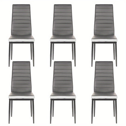 Set of 6 Faux Leather Upholstered Dining Chairs - High Back Upholstered Kitchen Chairs with Solid Frames - Comfortable Seating for Restaurants, Homes, Offices