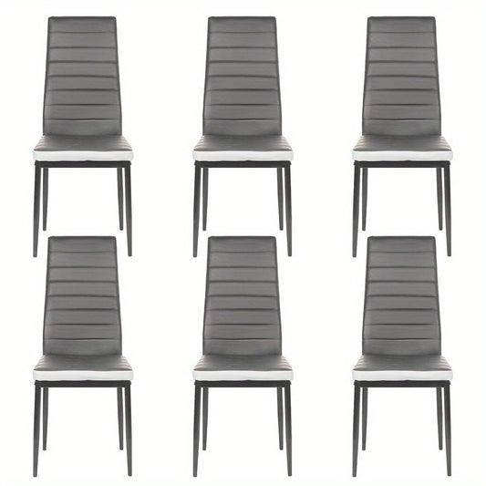 Eetkamerstoel – Stoel – Kuipstoel – Keukenstoel – Bistrostoel – Set Van 6 – PU Lederlook – Metalen Onderstel – Ergonomische Hoge Rugleuning – Onderhoudsvriendelijk – Krasbestendig