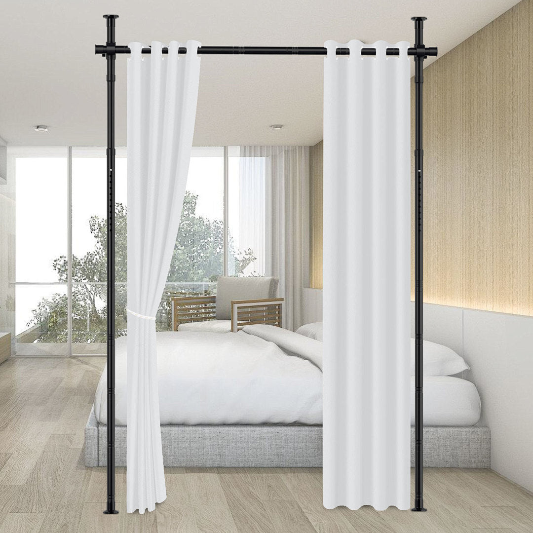 For living room, bedroom or office Width adjustable free-standing room divider screen without curtain, privacy screen adjustable Curtain rods Carbon steel Room divider screen frame