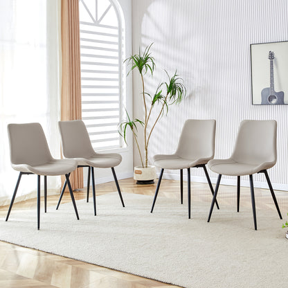 4pcs Modern Nordic Dining Chairs with Breathable Fabric Seats, Extended Cushions & Sturdy Metal Legs - Backrest, Non-Slip Design Suitable, Dining Room, Cafe - Easy-Clean Scandinavian Furniture
