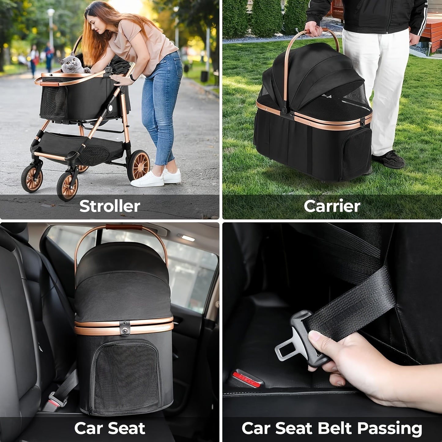Hondenwagen – Hondenbuggy – Huisdierwagen – Transportmand – Kattenbuggy – Opvouwbaar – Schokabsorberende Rubberen Wielen – Geschikt voor Huisdieren tot 25 kg – Ruim & Ventilerend