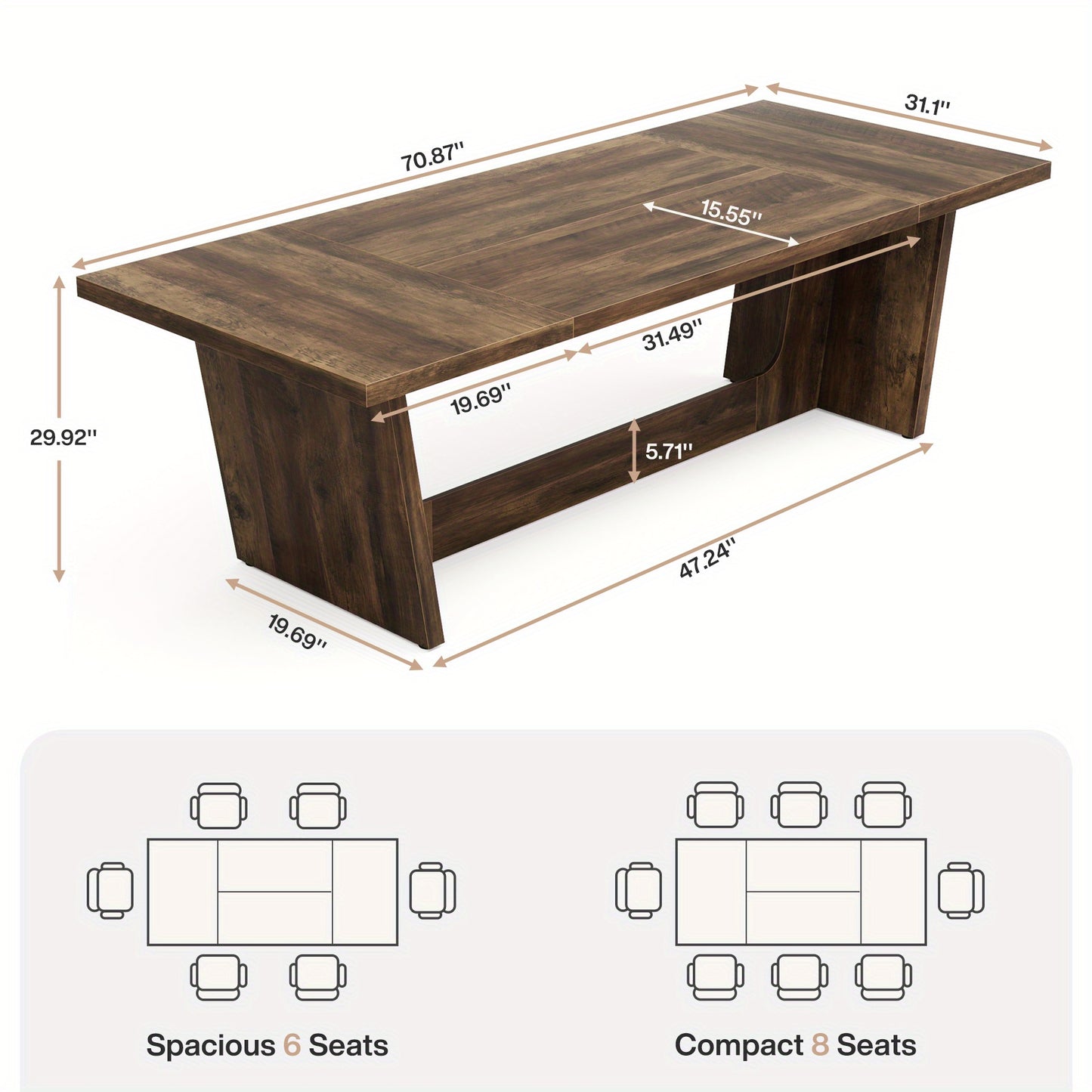 Eettafel – Keukentafel – Dining Table – Tafel – Eetkamertafel – Industrieel Design – Massief Hout – 180 cm Breed – Stevige Constructie