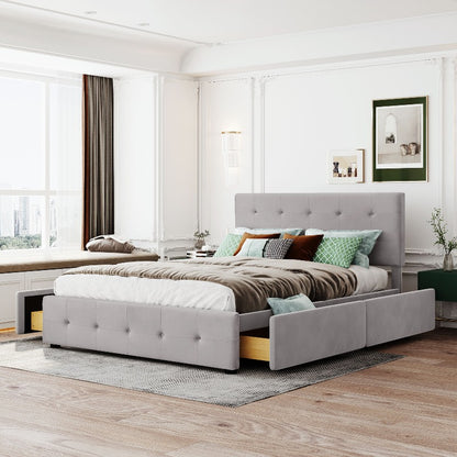 Queen Size Bed Frame – Queen Bed With Storage – Queen Platform Bed – Queen Bed Frames With Storage – High Bed Frame – Metalen Frame – 140x200 cm – Uittrekbed Met Opberglades