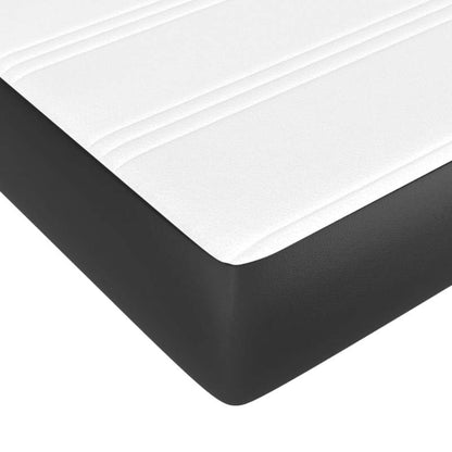Boxspringbed – Bed – Slaapbank – Ledikant – Bedframe – Zwart Kunstleer – Inclusief Matras 90x200 cm – Laag Profiel & Metalen Frame