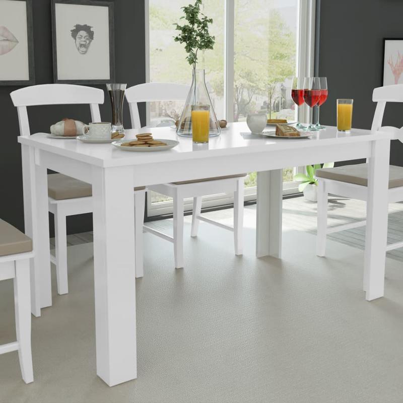 Witte Eettafel – Eetkamertafel – Tafel – Eettafel Rechthoekig – Design Tafel – 140x80x75 cm – Krasbestendig Hoogdruklaminaat – Stevig Metalen Onderstel