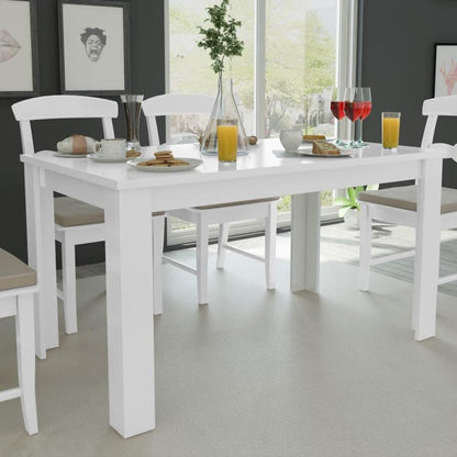 Witte Eettafel – Eetkamertafel – Tafel – Eettafel Rechthoekig – Design Tafel – 140x80x75 cm – Krasbestendig Hoogdruklaminaat – Stevig Metalen Onderstel
