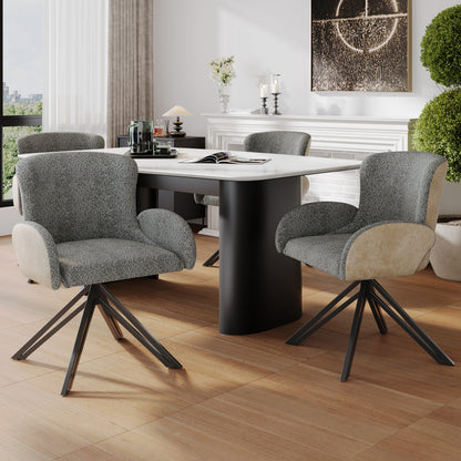 Draaistoel – Bureaustoel – Eetkamerstoel – Make-up Stoel – Fauteuil – Grijs Velours – 360° Draaibaar – Memory Foam Zitting