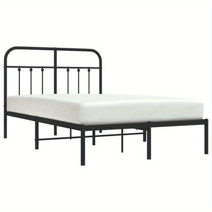 Modern Black Metal Bed Frame with Headboard - 120x200cm, Powder-Coated Construction for Durability & Stability, Easy Assembly, Minimalist Design for Contemporary Bedrooms, Contemporary Bedroom Furniture | Geometric Pattern Be