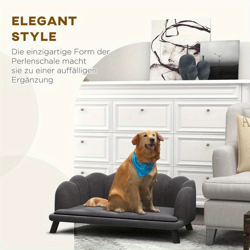 Hondenbank – Hondenbed – Huisdierbank – Dog Couch – Scandinavische Hondenbank – Medium Honden Tot 25 kg – Duurzaam Heavy-Duty PVC – Afneembare Rugleuning