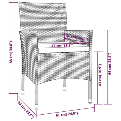 9-delige Tuinset – Tuinmeubelset – Balkonset – Terrasset – Buitenmeubels – Zwart Poly Rattan – Inclusief Kussens – Duurzaam Metalen Frame