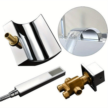 Badkraan – Badmengkraan – Badthermostaat – Douchekraan – Badarmatuur – Messing Met Chroom Afwerking – Compleet Met Handdouche En Watervaluitloop