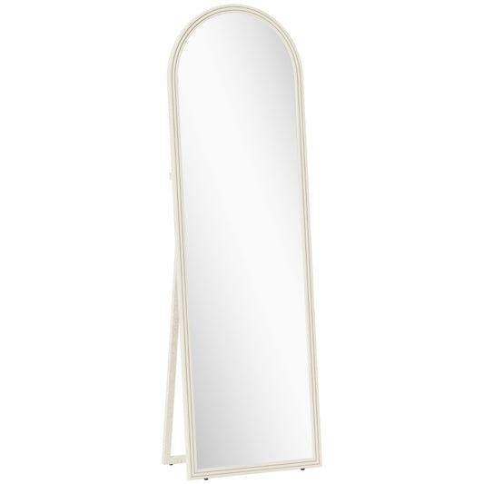 Staande Spiegel – Passpiegel – Volledige Lengte Spiegel – Vloerspiegel – Kleedkamerspiegel – Wit Met Steenstructuur – 50x160 cm – Gehard Veiligheidsglas