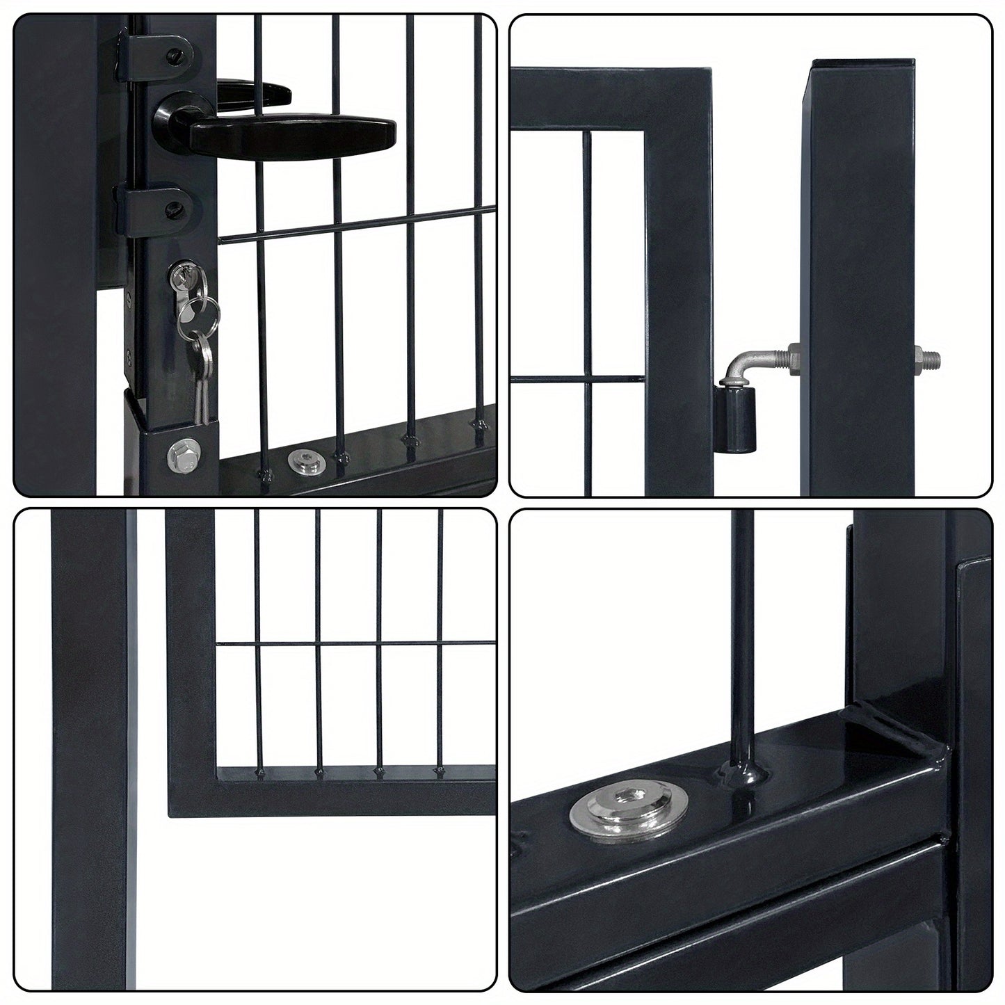 Tuinpoort – Tuinscherm – Hek – Gaaspoort – Tuinafscheiding – 125 x 100 cm – Gegalvaniseerd Staal – Antraciet Kleur – Compleet Met Slot En Handvat