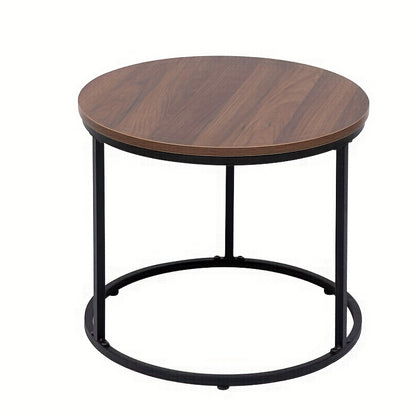 Ronde Salontafel Set – Bijzettafel – Nesting Tafels – Slaapkamer Tafels – Woonkamer Tafels – Industrieel Design – Metaal & Hout – Espresso Bruin – Ruimtebesparend & Duurzaam