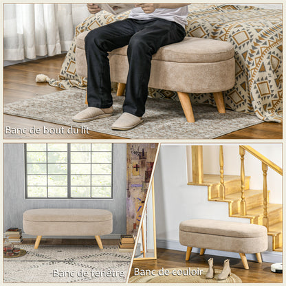 Opbergbank – Zitbank – Opbergbank – Schoenenbank – Halbank – Beige – Ruime Opbergruimte – Stevig Massief Hout