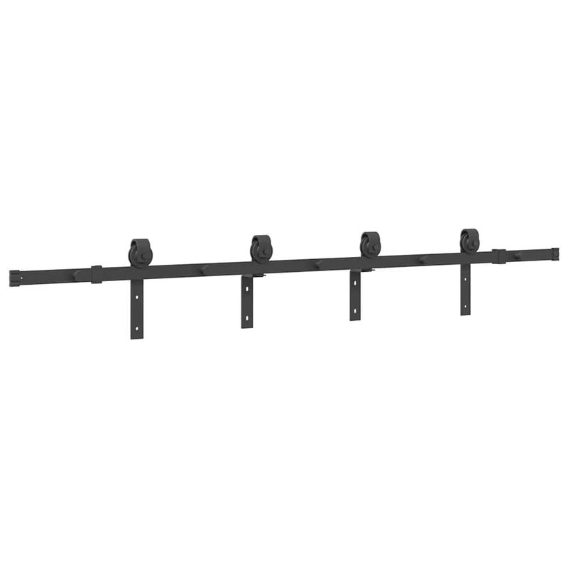 Schuifdeursysteem – Schuifdeur Systeem – Schuifdeurbeslag – Barn Deur Set – Railsysteem – Zwaar Stalen Constructie – 200 cm Zwarte Rail – Stevig & Soepel Schuivend