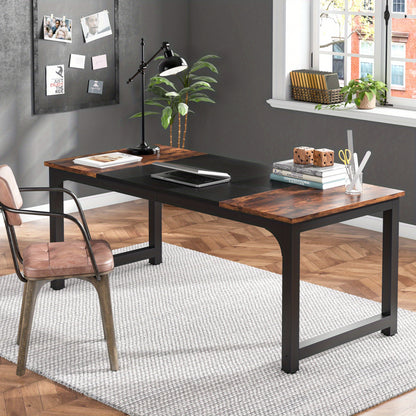 Vergadertafel – Bureautafel – Werktafel – Seminartafel – Kantoortafel – Rustiek Bruin & Zwart – E1 Spaanplaat – Stevig Metaal Frame