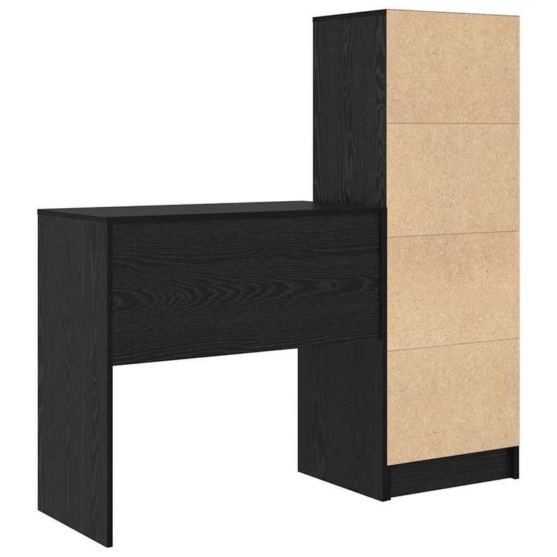 Desk with Storage Space 2pcs Black Oak 80 X 40 X 76Cm Sleek Exterior, Ample Storage Space, Sturdy And Smooth, Featuring a Minimalist And Functional Design.
