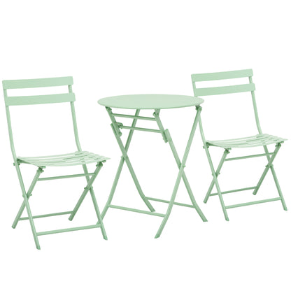 3-Delige Tuinset – Balkonset – Bistroset – Inklapbare Tuinmeubels – Tuinstoelen – Groen – compact & inklapbaar – duurzaam gepoedercoat metaal
