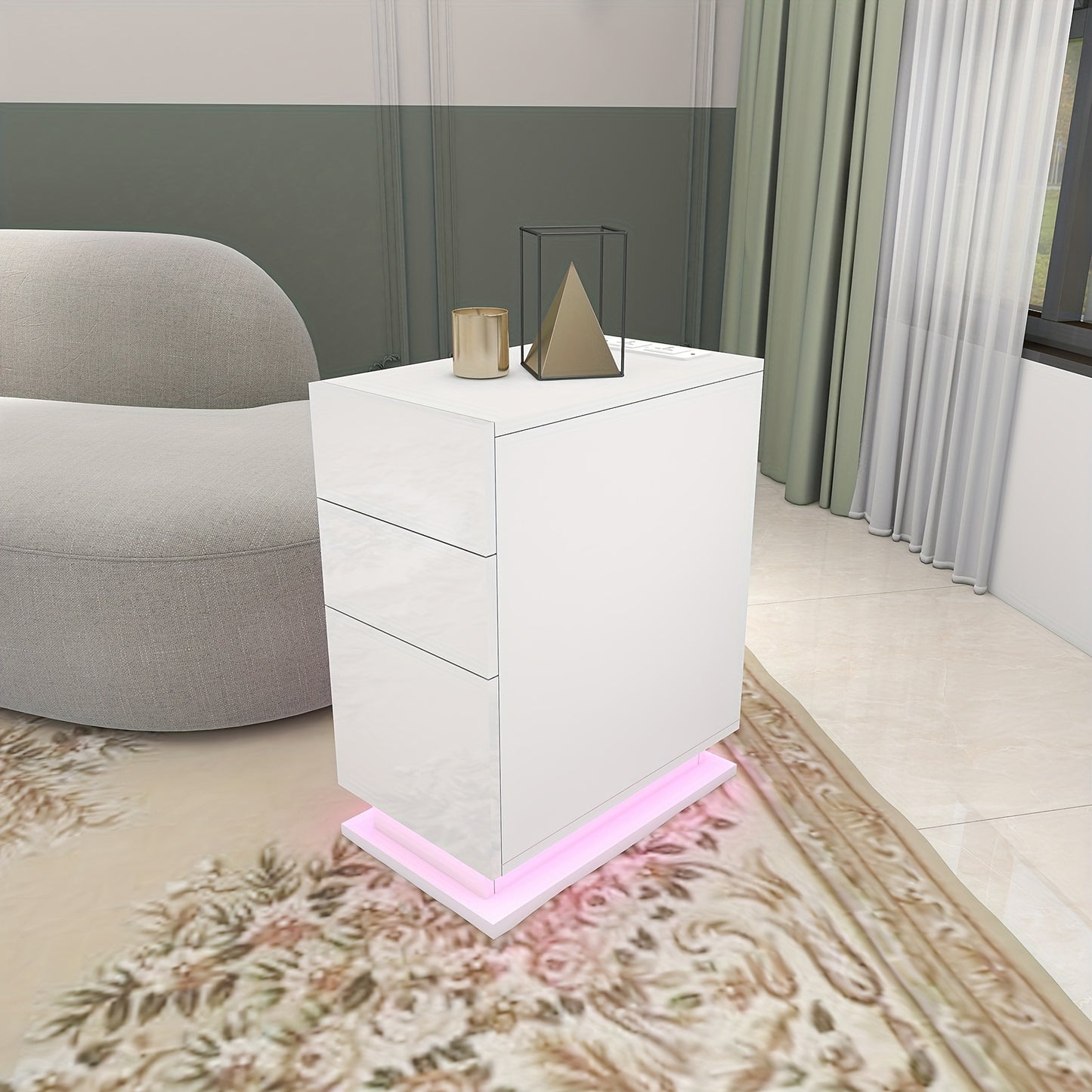 Nachtkastje – Bedside Table – Nachtkast – Opbergkastje – Slaapkamerkastje – Wit – 3 Lades – Compact Ontwerp Onder 68,5 cm – Duurzaam Hardhout