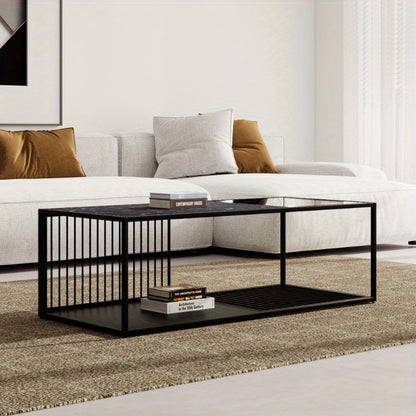 Industrieel Modern Salontafel – Vintage Tafel – Woonkamer Tafel – Center Tafel – Metaal Tafel – Stevige IJzeren Constructie – Grote Open Opbergruimte
